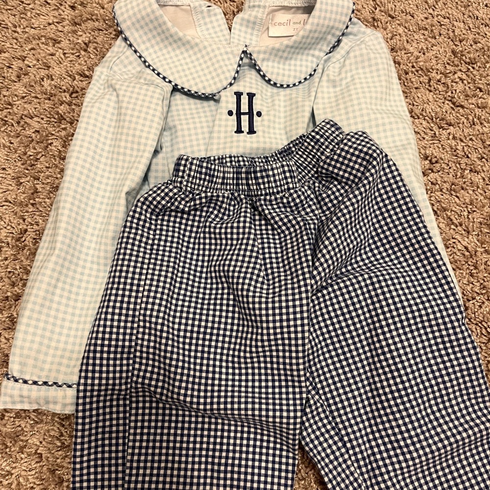 Blue and White Gingham Set